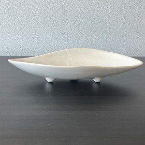 MCM Abstract Oval Ceramic Footed Dish // Vintage 1960s